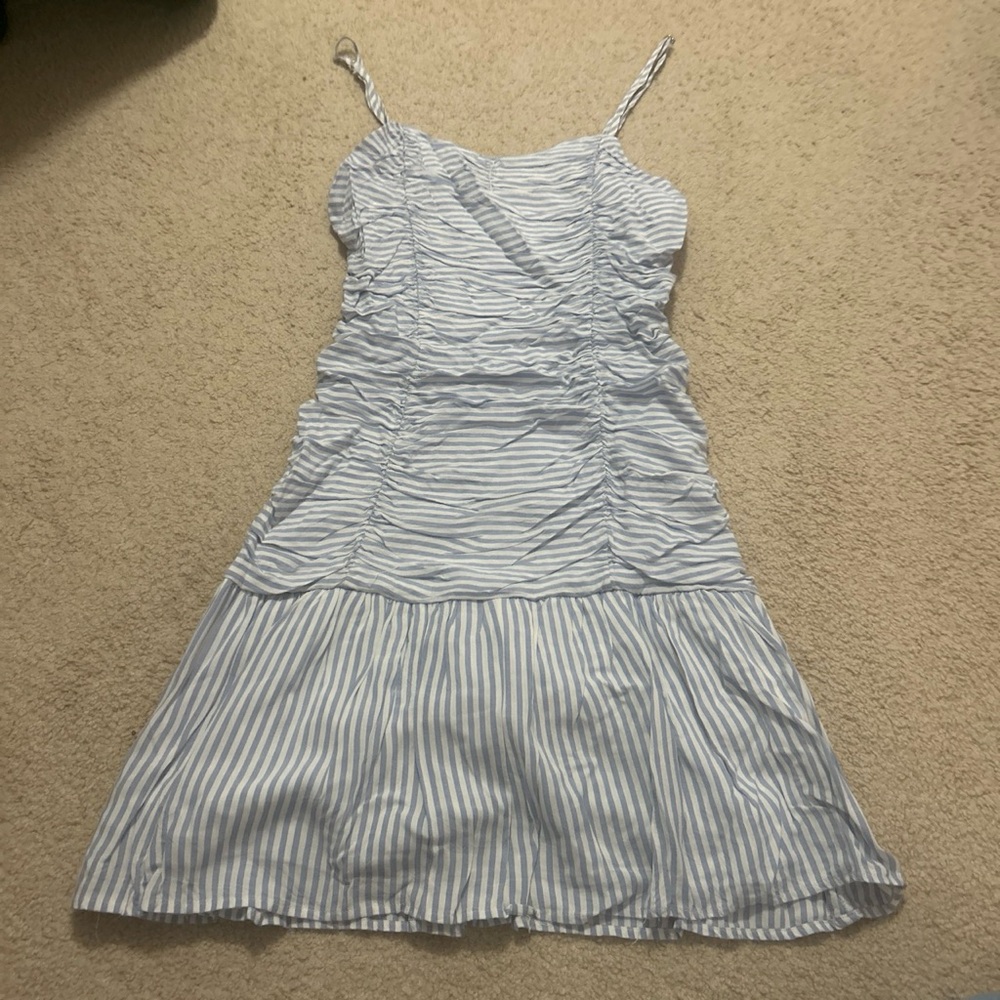 SO Light Blue and White Striped Dress
